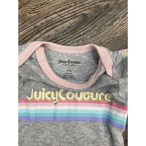 Juicy Couture Infant Girl One Piece Bodysuit (Bundle of 2) 3/6 month Gray White - Picture 10 of 10